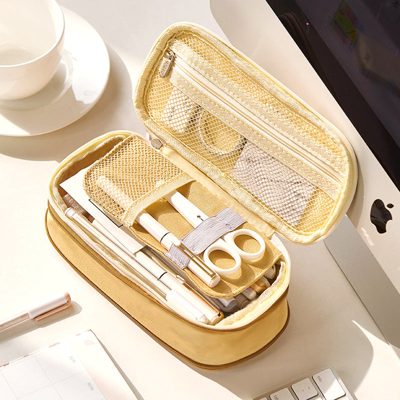 Double-layer Pencil Pen Case Office College School Large Capacity Pencil Bag