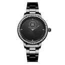 SHENGKE SK K0111 Full Steel Fashion Women Crystal Case Simple Needle Ladies Dress Quartz Watch