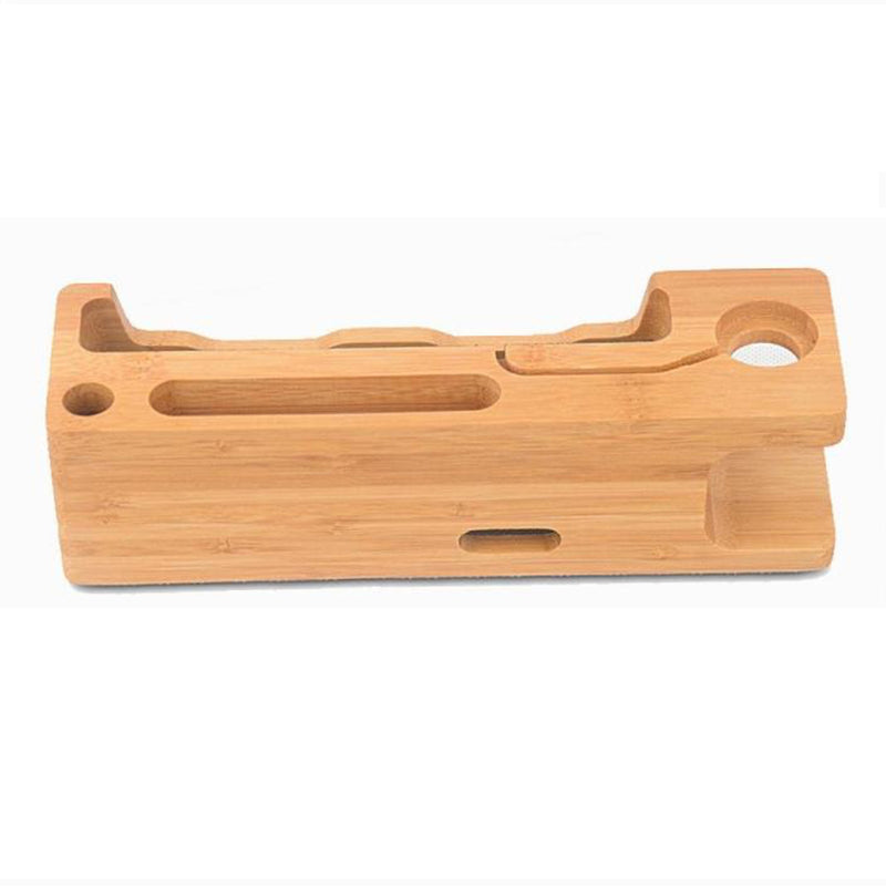 Multi-function Wooden Desktop USB Charging Stand Holder for iWatch iPhone Smartphone Tablet