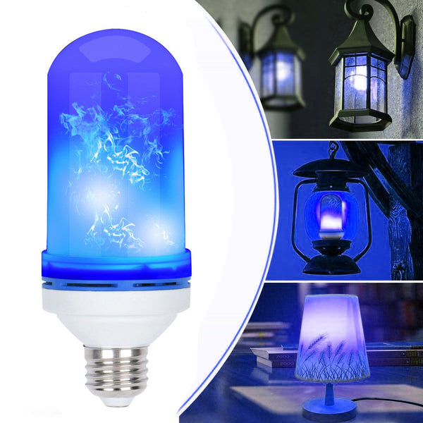 AC85-265V 4 Modes E27 Blue LED Flicker Flame Light Bulb Simulated Burning Fire Effect Festival Lamp