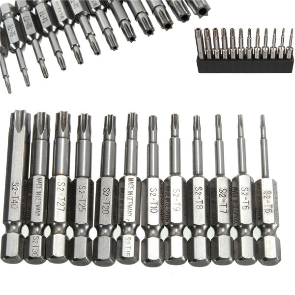 12pcs 1/4 Inch 50mm T5-T40 Magnetic Torx Screwdriver Bits Set