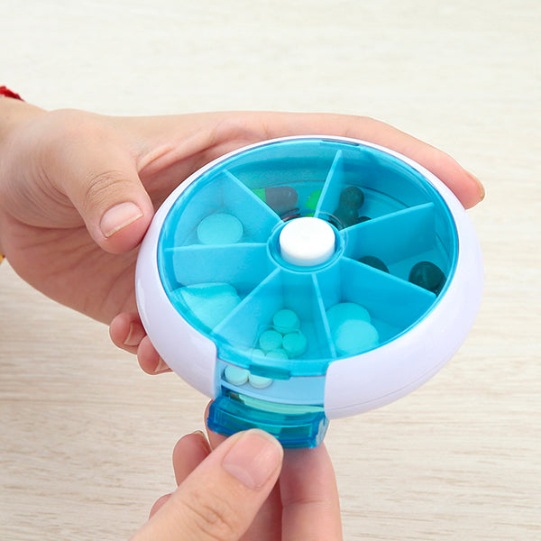 Honana HN-P1 Travel 7 Compartment Pill Box Medicine Rotation Holder Organizer Container Case