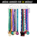 'LOVE TO RUN' Medal Hanger Display Holder Brushed Stainless Steel Wire 36 Medals Hanger 32cm Triple Bar