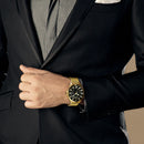 SKMEI 9166 Business Gold Stainless Steel Strap Date Display Waterproof Men Watch Quartz Watch