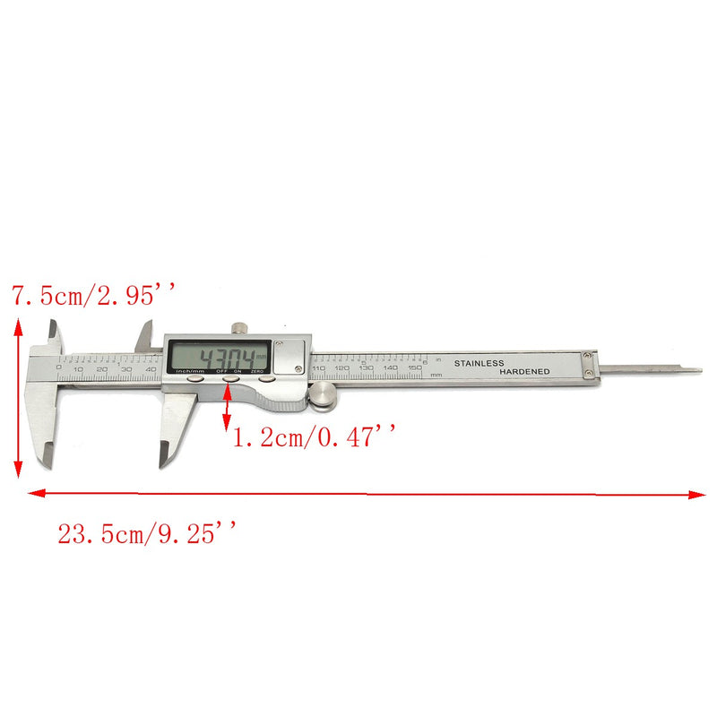 Raitool 6 Inch 150mm LCD Digital Electronic Vernier Caliper Micrometer Stainless Steel Ruler