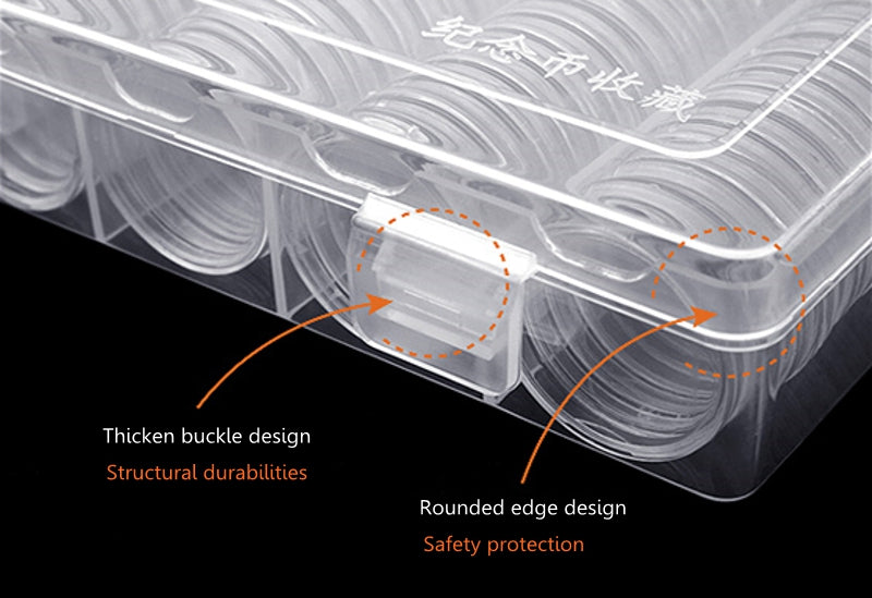 Coins Holder Storage Box Hold 100Pcs 30mm Round Coins Boxes Plastic Protector