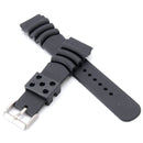 Replacement 20mm/22mm Black Divers Silicone Watch Band Strap Ocean Ripples for SEIKO