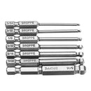 Broppe 7pcs SAE 5/64-5/16 Inch 65mm Magnetic Ball Screwdriver Bit 1/4 Inch Hex Shank