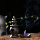 Purple Ceramic Backflow Incense Cone Burner Incense Holder Gourd Holes ThreePondsMirroringtheMoon Fragrant Censer Decor