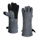 2Pcs Heavy Duty Wood Burner Welding Gloves Heat Resistant PU Leather Stoves Barbecue Work Gloves