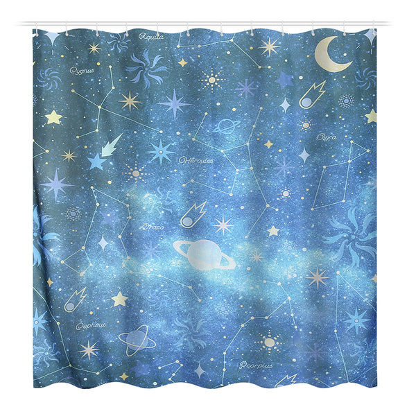 1.8m Waterproof Polyester Fiber Bathroom Shower Curtain Bath Curtains with 12 Hooks