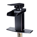 Oil Rubbed Square Faucet Bathroom Single Tap Basin Waterfall Spout Sink Mixer