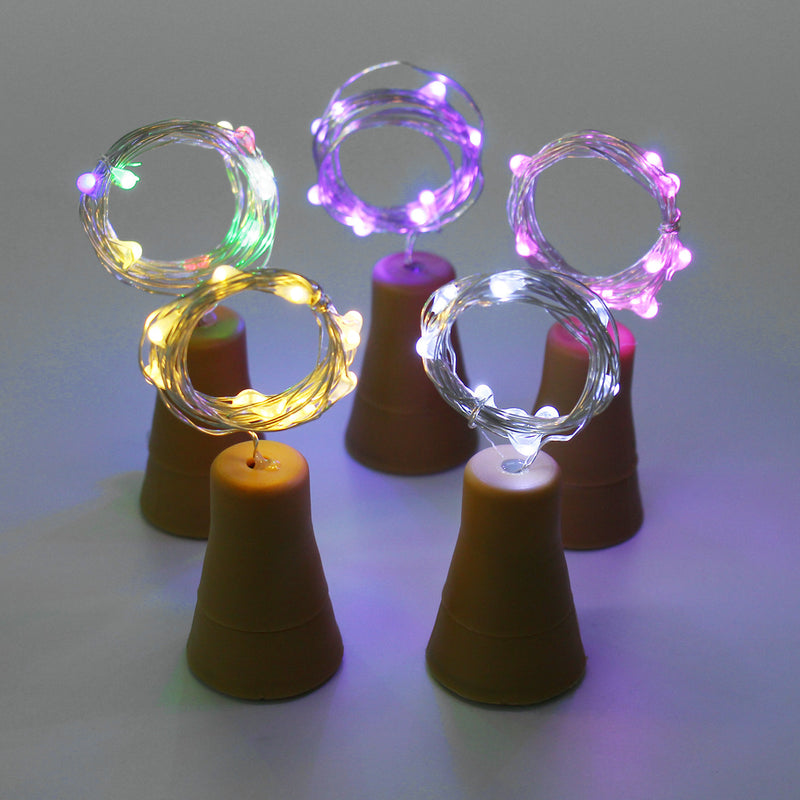Solar Powered 10LEDs Cork Shaped Silver Wire Wine Bottle Fairy String Light for Christmas Party