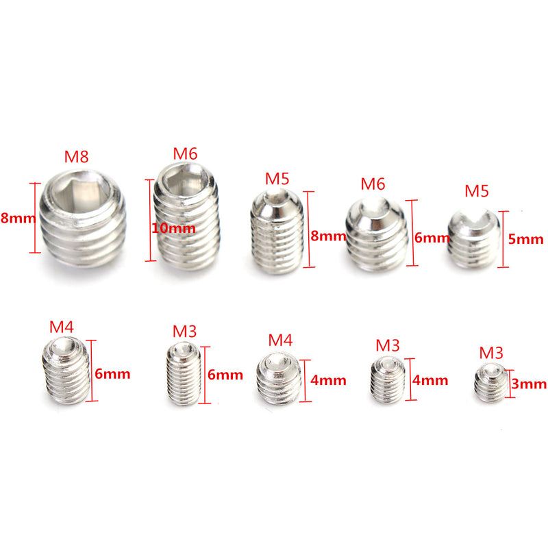 Suleve MXSH2 M3 M4 M5 M6 M8 304 Stainless Steel Hex Socket Screws Assortment 200pcs