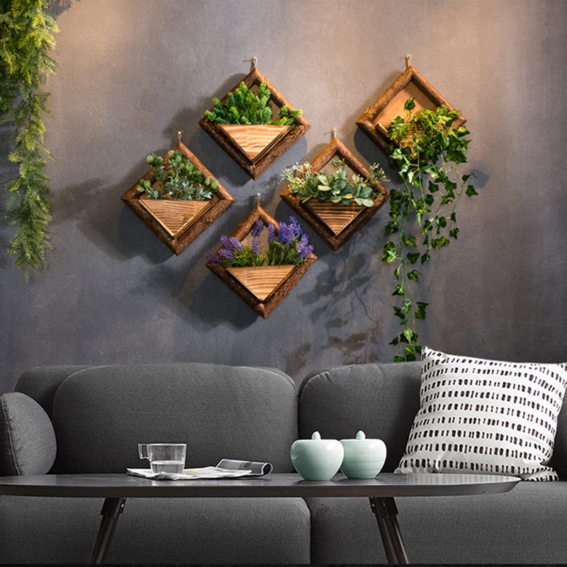 Wooden Wall Mounted Hanging Rack Storage Shelf DIY Plant Flower Decoration
