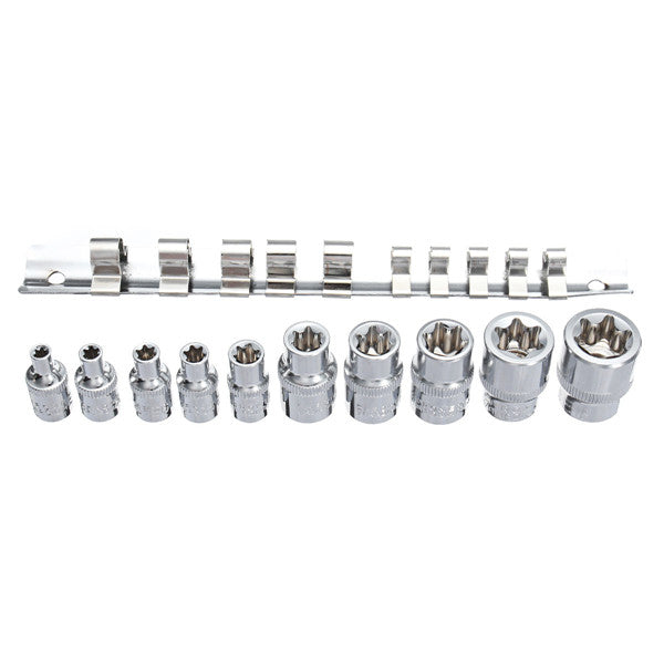 10Pcs E4-E18 Socket Wrench Set 1/4 3/8 Inch Drive Size E Socket Wrench with Storage Rail