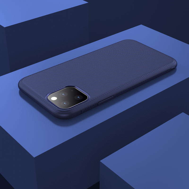 For iPhone 11 Pro Max Bakeey Carbon Fiber Texture Slim Soft TPU Anti-fall Anti-fingerprint Protective Case