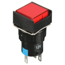 DC 12V 16mm Push Button Self-Reset Switch Square LED Light Momentary Switch