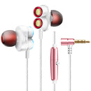 KDK-503 Universal Wired Earphone Dual Dynamic Drivers Stereo Super Bass Headset with Mic