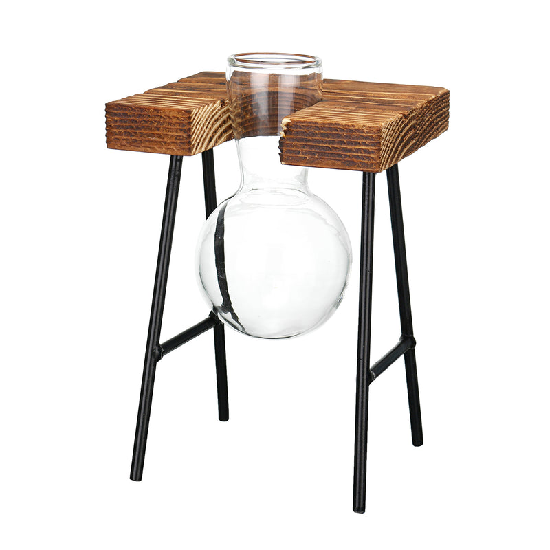 Clear Glass Hydroponic Beaker with Planter Bench Stand Decorations Tabletop Container Flower Bottle