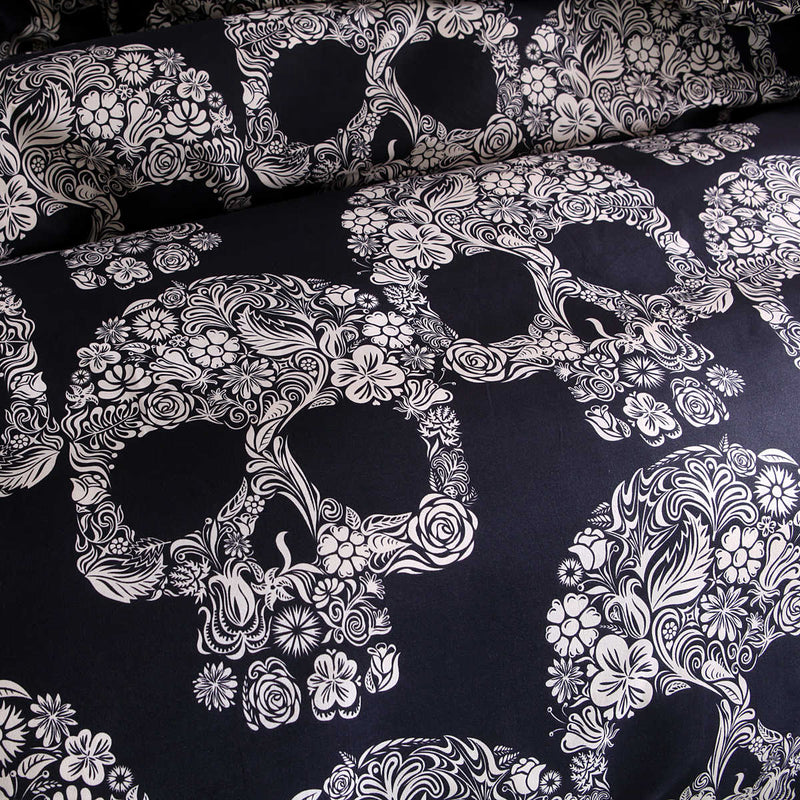 3 PCS Bedding Sets Skull Printing Quilt Cover Pillowcase For Queen Size
