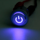 2pcs 12V 22mm LED Auto-lock Power Push Button ON/Off Switch Blue