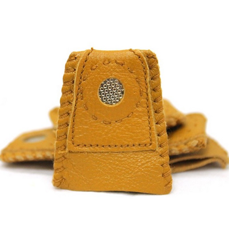 Handmade Patchwork Faux Leather Thimble Finger Sets With Metal Tip DIY Sewing Tools Hand Needlework