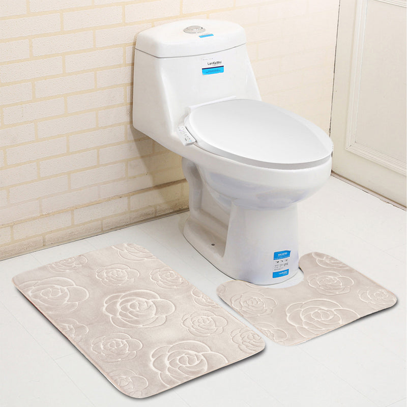 2 PCS Non Slip Toilet Cover Rugs Bath Mat Set Bath Shower Bathroom Floor Carpet