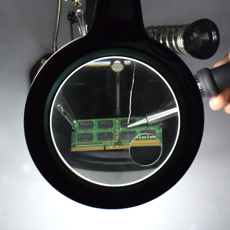 2.5X 4X LEDs Soldering Magnifier Helping Hand Desktop Magnifying Glass Welding Repair Auxiliary Tool