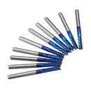 Drillpro 10pcs 3.175mm Blue NACO Coated PCB Bits Carbide Engraving Milling Cutter For CNC Tool Rotary Burrs