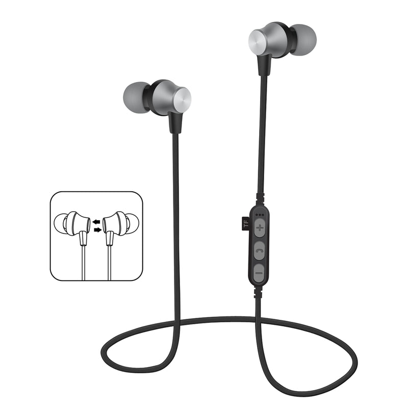 Mykind T2 bluetooth Earphone Magnetic Adsorption Heavy Bass TF Card Sports Headphone Earbuds