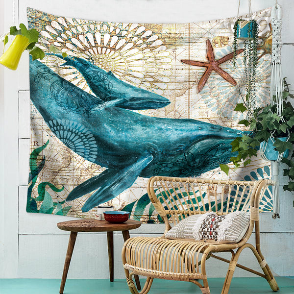 Marine Animal Nordic Style Tapestry Wall Hanging Beach Towel Art Carpet Decorative Tapestry
