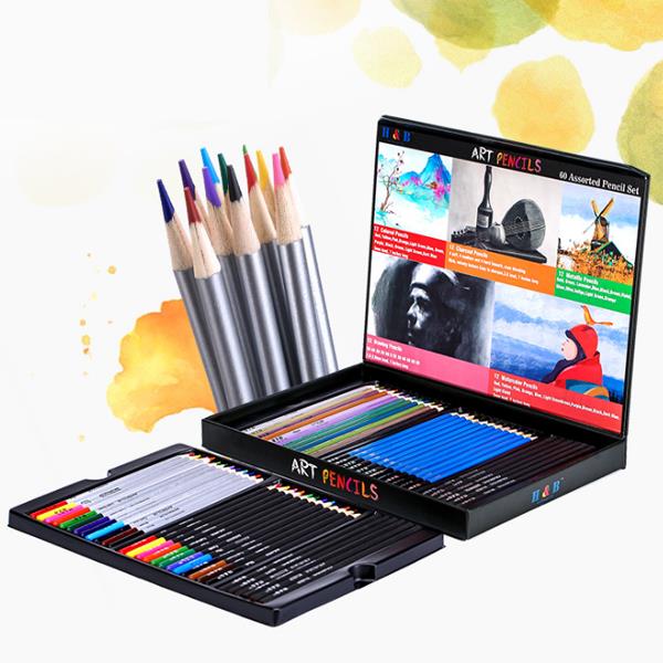 H&B HB-WB20Handmade Color Boxed 60 Pencils Sketched Water Soluble Painting Brush Set Professional Art Supplies