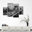 Miico Hand Painted Four Combination Decorative Paintings New York Bridge Wall Art For Home Decoration