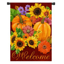 12.5'' x 18'' Pumpkin Flower Welcome Autumn Fall Garden Flag Yard Banner Decor Decorations