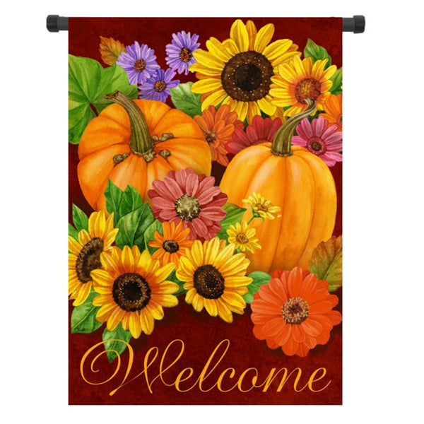 12.5'' x 18'' Pumpkin Flower Welcome Autumn Fall Garden Flag Yard Banner Decor Decorations