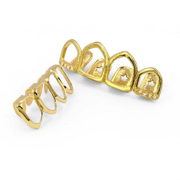 Unisex Women Men Rose Gold Plated Hip Hop Teeth Grill Top Bottom Tooth Dental Tools