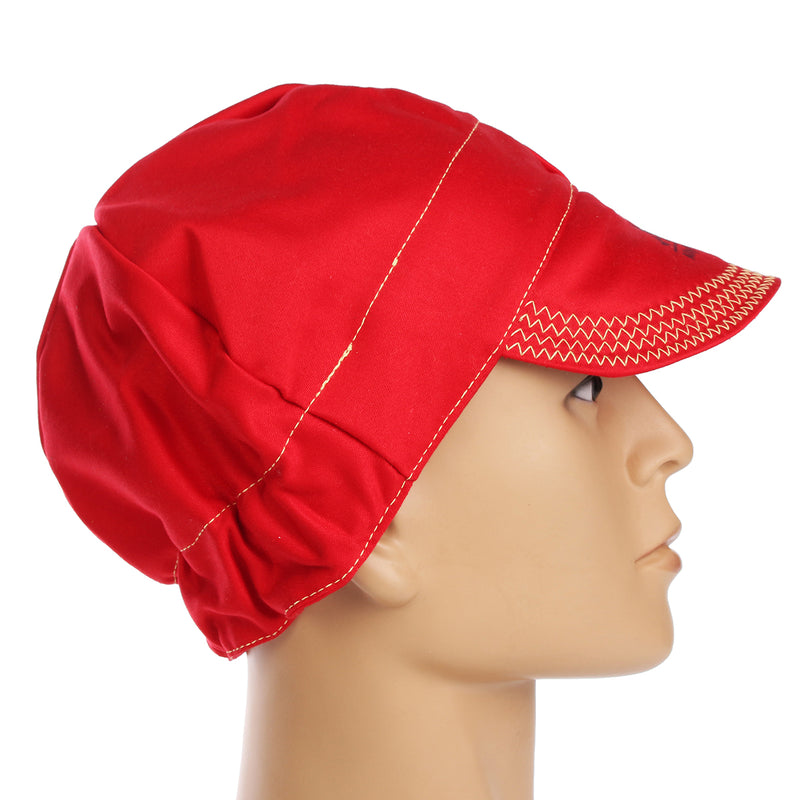 Universal Elastic Welding Flame Retardant Cloth Hat Cap Head Protect -RED