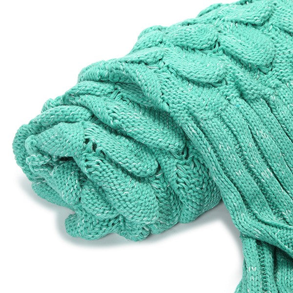 180x90 Yarn Knitting Mermaid Tail Blanket Wave Stripe Warm Bed Mat Super Soft Sleep Bag