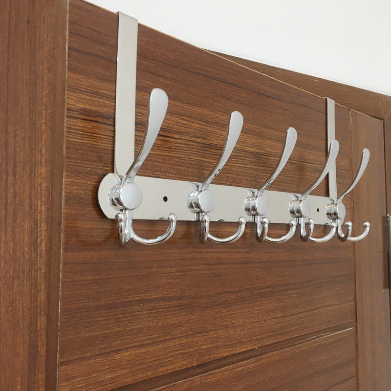 Stainless Steel Hook Door Hanger Hat Coat Towel Hanger with 5 Hooks