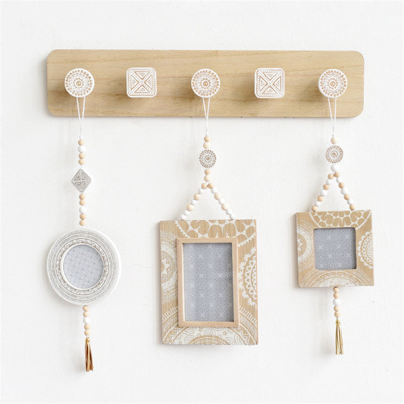 Wood Coat Hanger Wall Hook Clothes Hangers Key Holder Wall Mounted Coat Rack