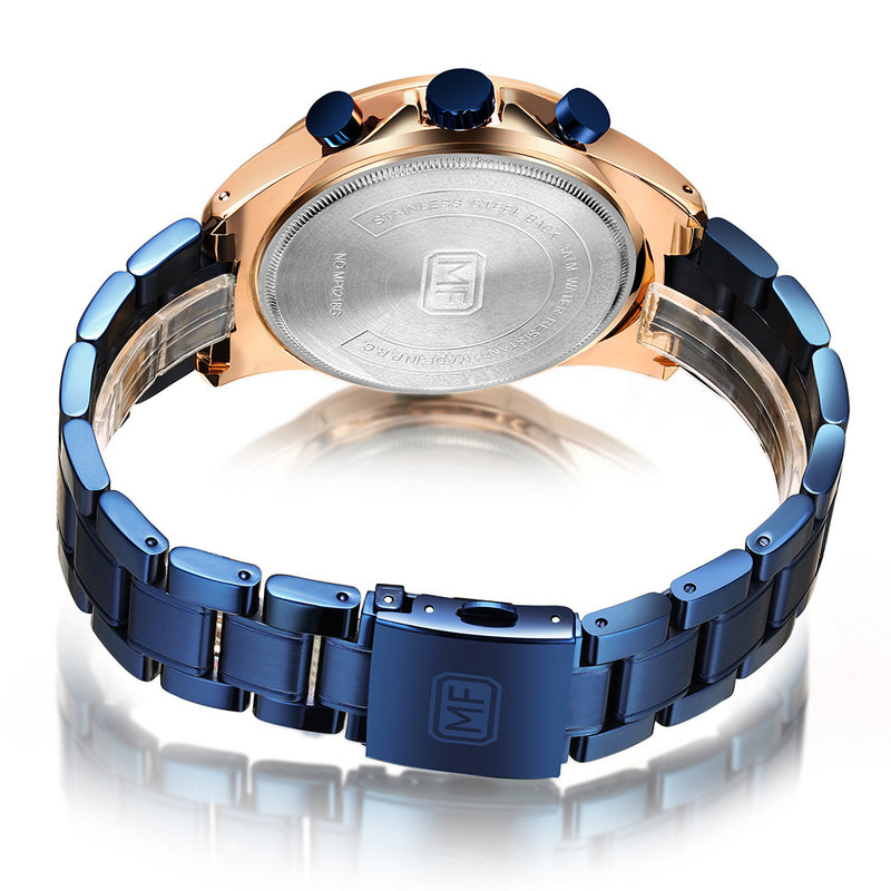 MINI FOCUS MF0218G Date Display Men Wristwatch Working Little Dial Full Steel Quartz Watch