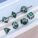 Zinc Alloy Metal Polyhedral Dice Silver Border Green Enamel Body Role Playing Game Dice Gadget RPG