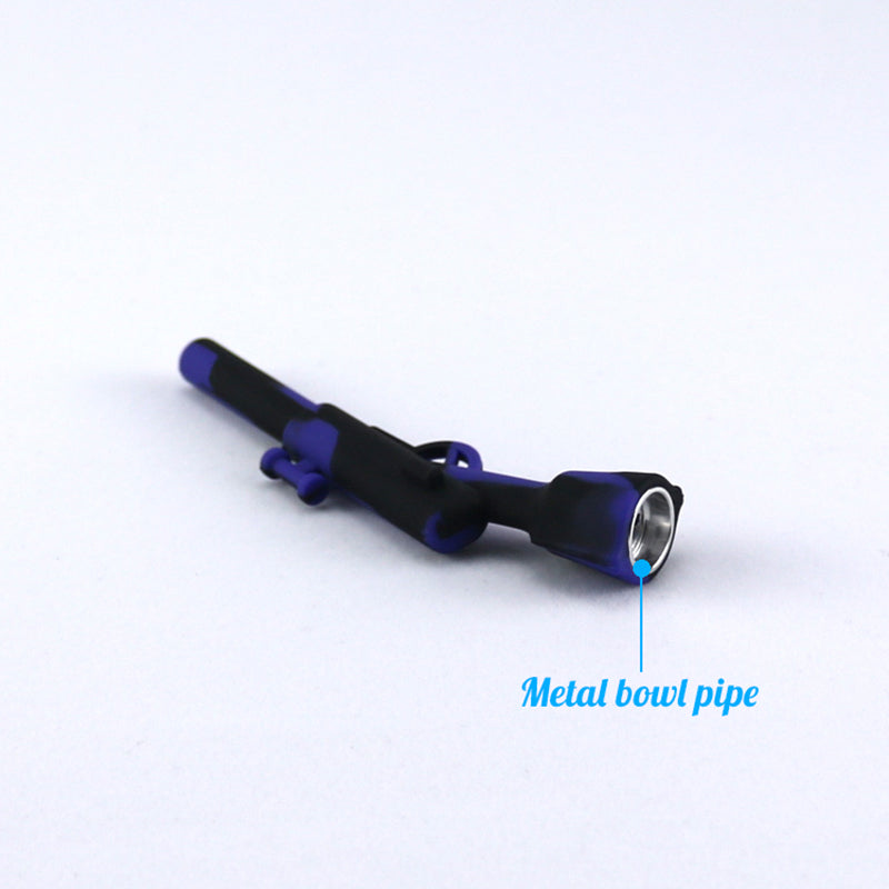 Silicone Water Pipes Weed Handheld Pipe with Metal Bowl