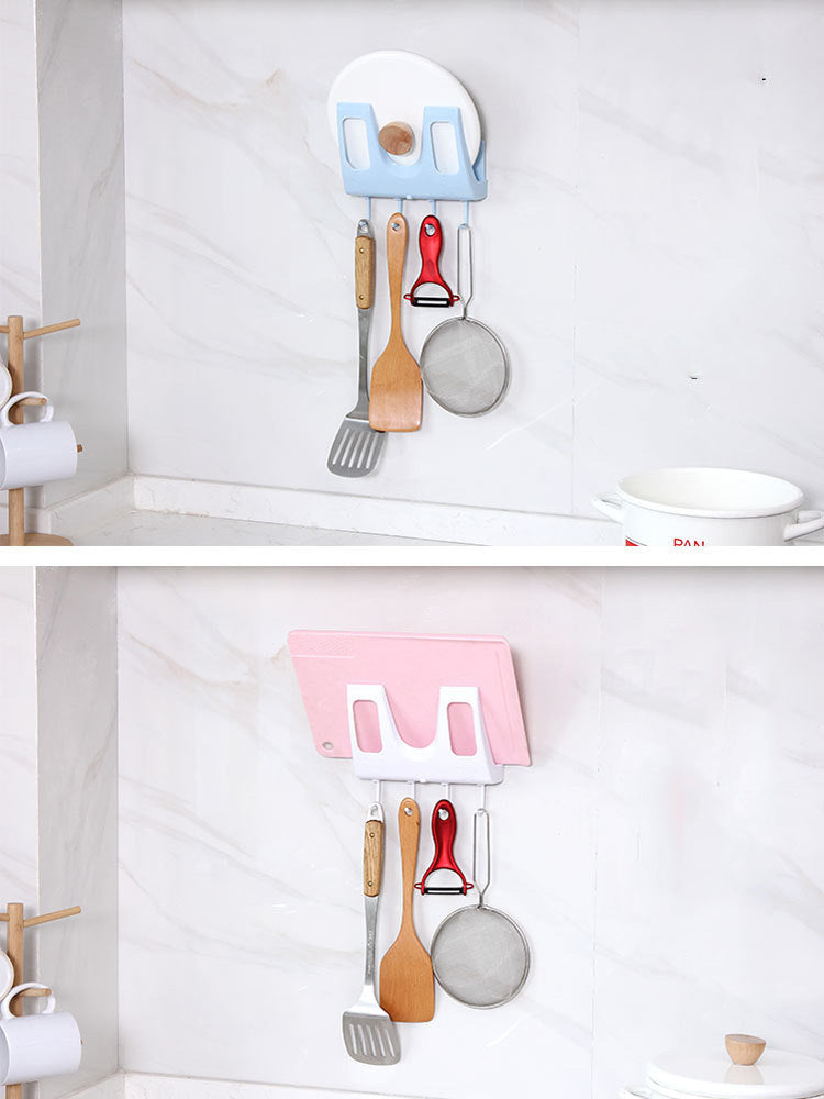 Wall-mounted Pot Cover Rack Household Punch Free Seamless Plastic Rack Kitchen Storage Rack Baskets