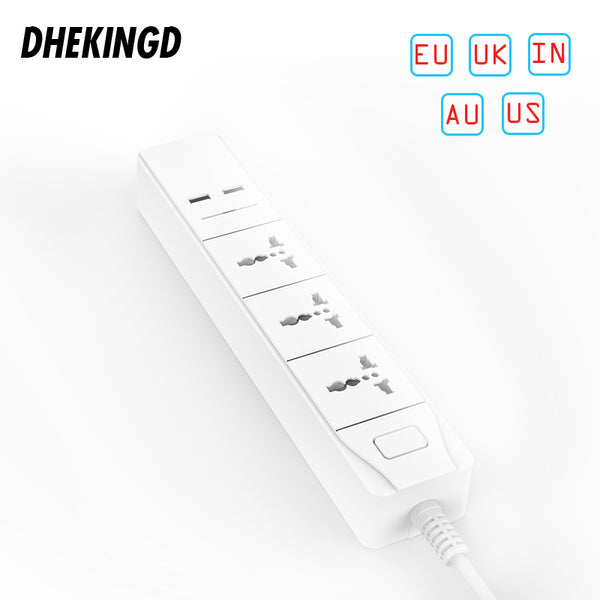 DHEKINGD D801 Smart Wifi APP Contol Power Outlet with Universal 3 Socket 2 USB Charging Station Work with 5V 3.1A 1USB 2.4A Assistant SA/UK/AU/EU/US Plugs