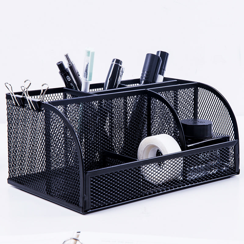 XIAOMI Ecosystem Deli 8903 Multi-functional 7 Grids Combination Pencil Holder Metal Mesh Desktop Organizer Storage Box Pen Stand Office School Supplies