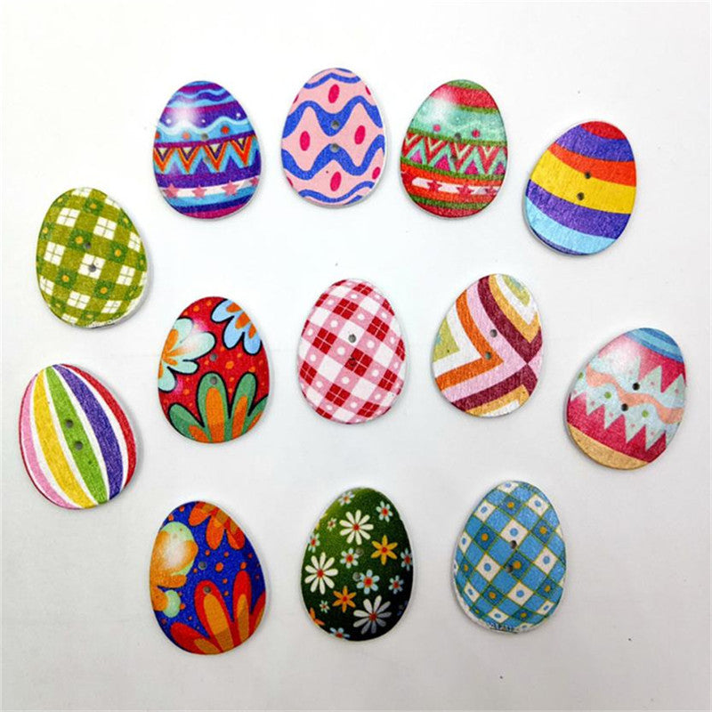 Wooden Buttons Easter Eggs Mixed 2 Holes Buttons for Sewing Scrapbooking Crafts DIY