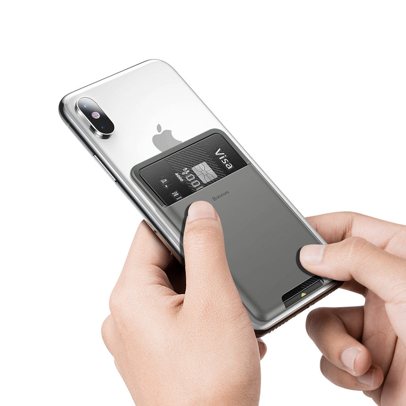 Baseus All Phone Back Stick Slot Card Bag Wallet Protective Case Silicone Anti-Fingerprint For Samsung /For iPhone / Xiaomi / Huawei /  Xiaomi Mi Note 10/ Mi 9T / OnePlus 7T / Huawei P30 pro