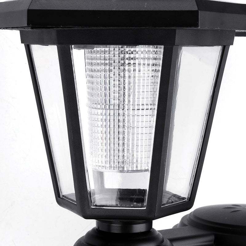 Solar Power LED Hexagon Wall Light Dusk-to-Dawn Sensor Outdoor Yard Lantern Lamp